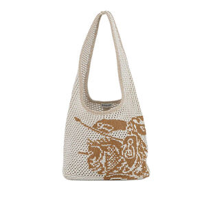 Pre-Loved Burberry Crochet Viscose Equestrian Knight Tote